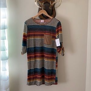 Brand new Pink Lily Suede pocket striped dress